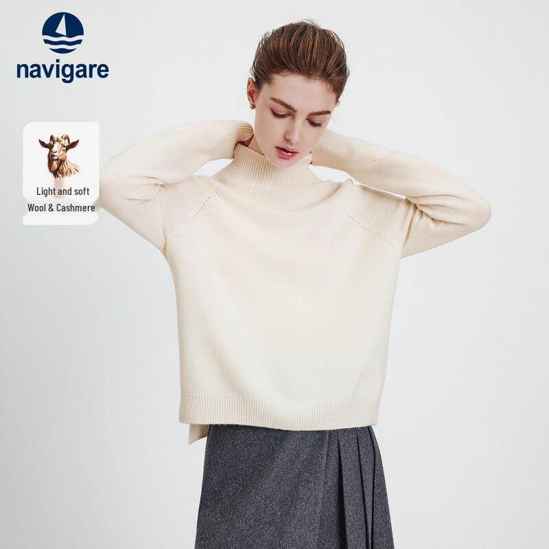 

Navigare Women s Cashmere Blend Semi-High Collar Sweater XL