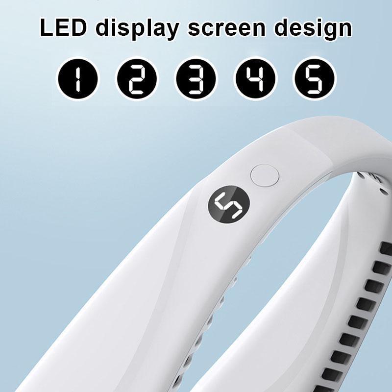 5 Speeds Portable Silent Neck Fan Bladeless Cooling Fan Headphone Design Personal Fan Adjustable Neck Fan for Travel Desk Bedroom