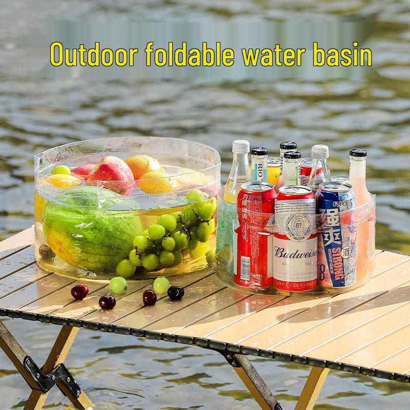 

Портативный складной умывальник для путешествий, кемпинга и стирки Transparent Foldable Basin 6000ml - 25*14cm