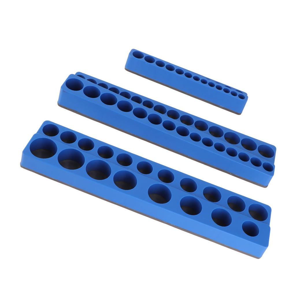 Magnetic Socket Holder, Socket Organizer Tray, Securely Holds and Organizes, 3 Pieces, 1/4", 3/8", and 1/2" (Metric)