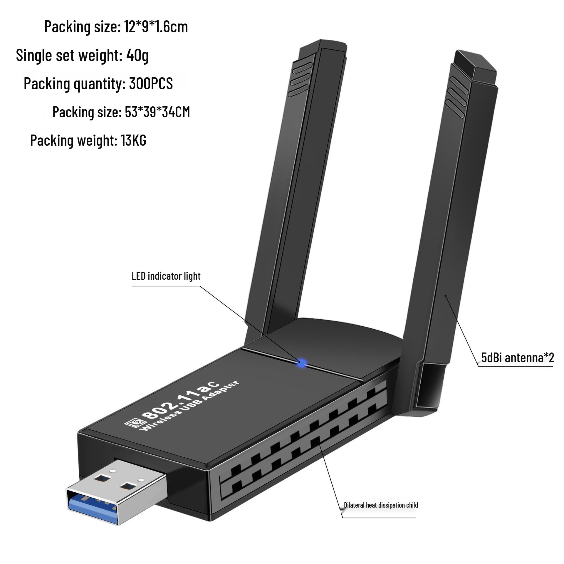 

1300Mbps Dual-Band USB WiFi Receiver: Driver-Free Gigabit Wireless Network Card