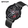 Sanda Men's Creative Wheel Quartz Watch - Trendy Rotating Waterproof Wristwatch