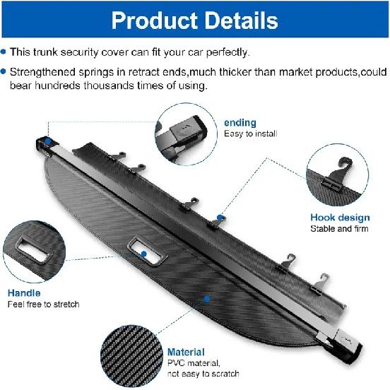 Car Rear Trunk Cargo Cover For Toyota RAV4 20-25 Trunk Curtain Cover Organizer Stowing Tidying Canvas Auto Interior Accessories