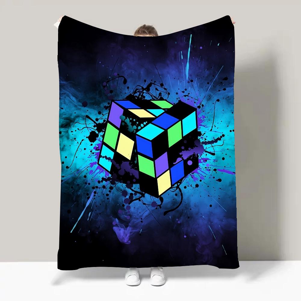 Rolig Känd Konstnär R-Rubiks Kub pekare Filt Design Lättviktig För Sovsalar, Power Naps, Vardagsrum, Kontor, Soffa, Hela Säsongen