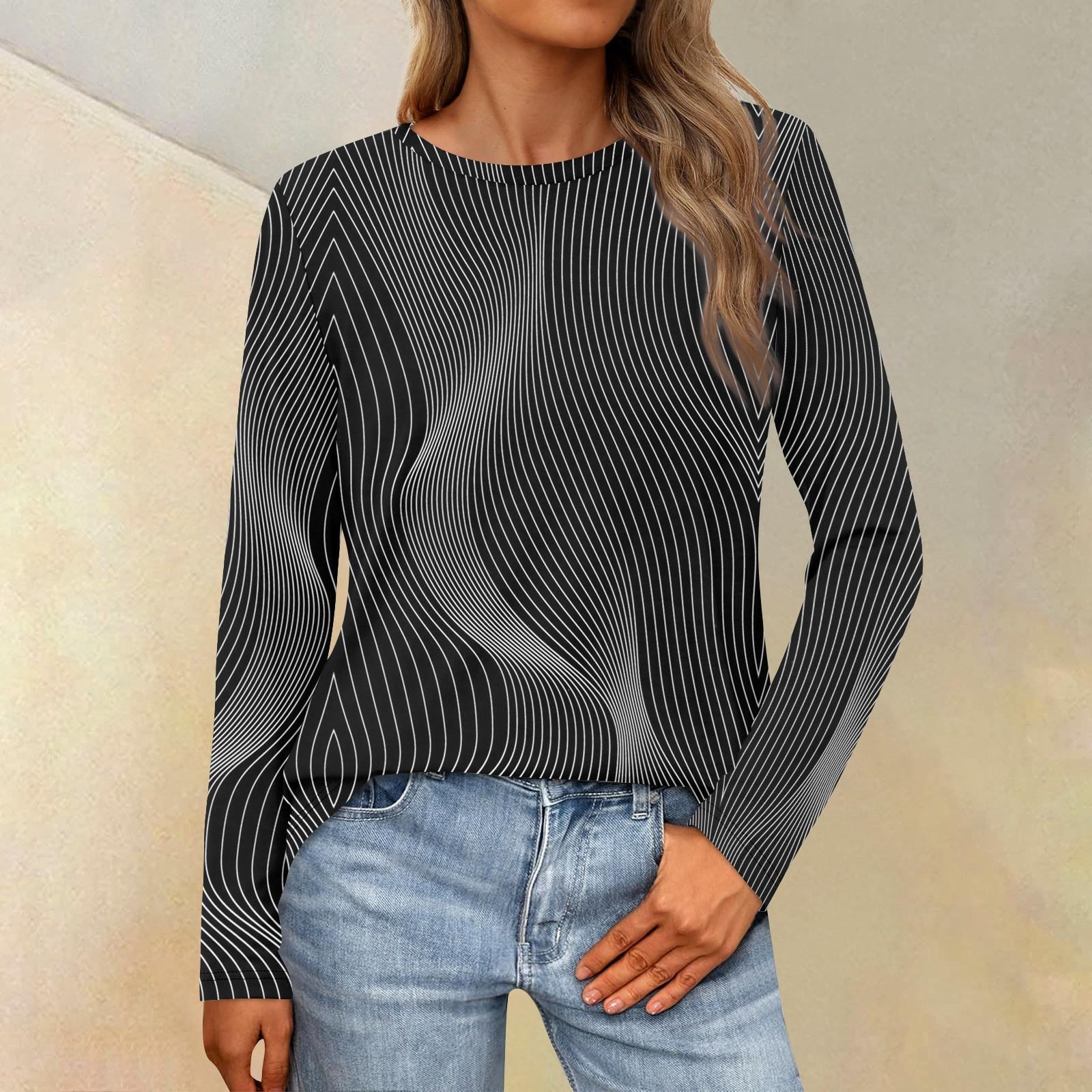 

Женская мода повседневная с длинным рукавом и круглым вырезом XL белый