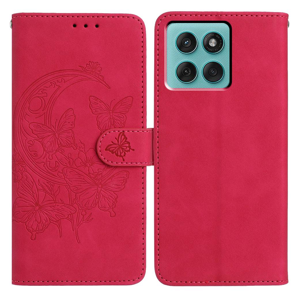 Für Motorola Edge 60 Fusion 5G Hülle Schmetterling Blume Geprägt PU Leder Brieftasche Ständer Handyhülle