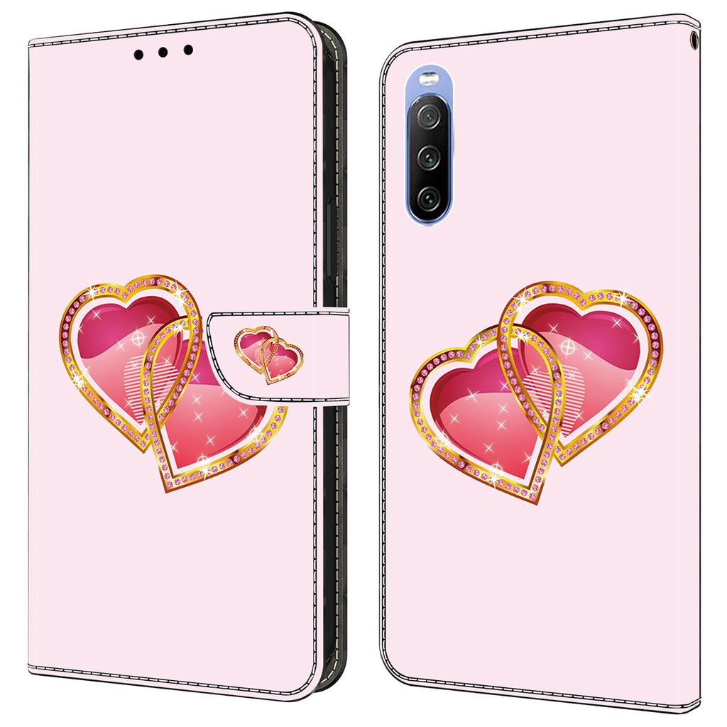 For Sony Xperia 10 V Magnetic Case PU Leather R Pattern Printing Phone Wallet Cover