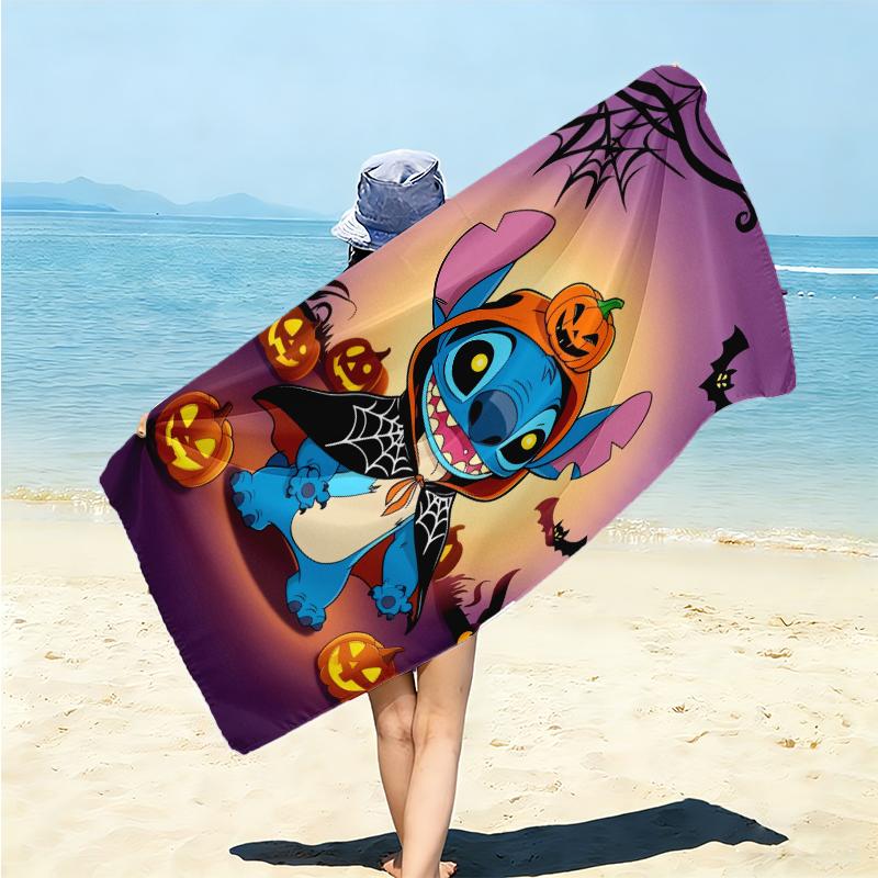 1Pc Stitch Heart Print Beach Towel Microfiber Beach Towel Thin Absorbent For Beach Swimming Yoga Bath Sports 091783