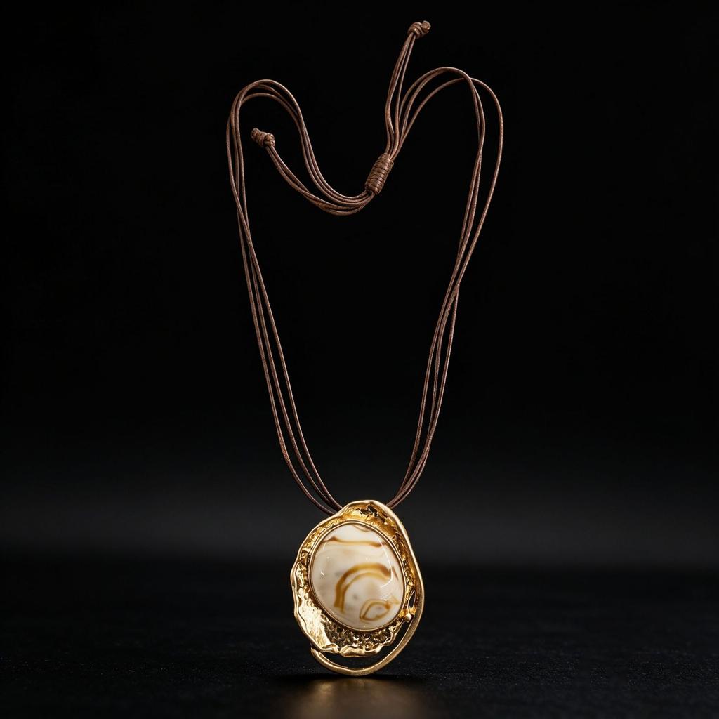 Women's Gold Plated Zinc Alloy Resin Pendant Choker Necklace