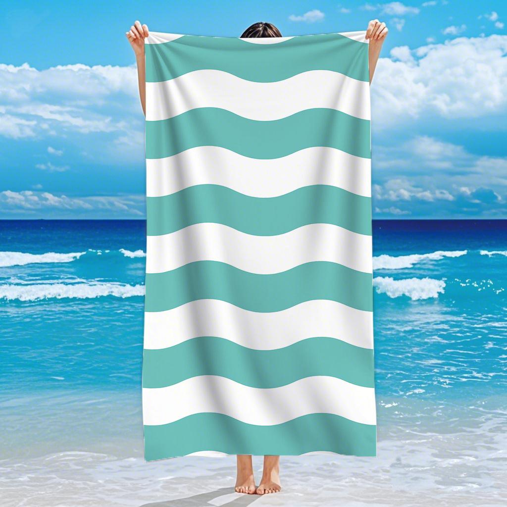 Prosop de Plajă Uscare Rapidă Prosop de Baie Exterior Microfibră Cu Dungi Imprimat Prosop Moale Absorbent Vară