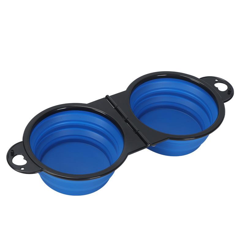 2 In 1 Dog Bowl Portable Folding Pet Double Bowl Collapsible Silicone Water Bowls for dog outdoor travel cat dog feeding bowl