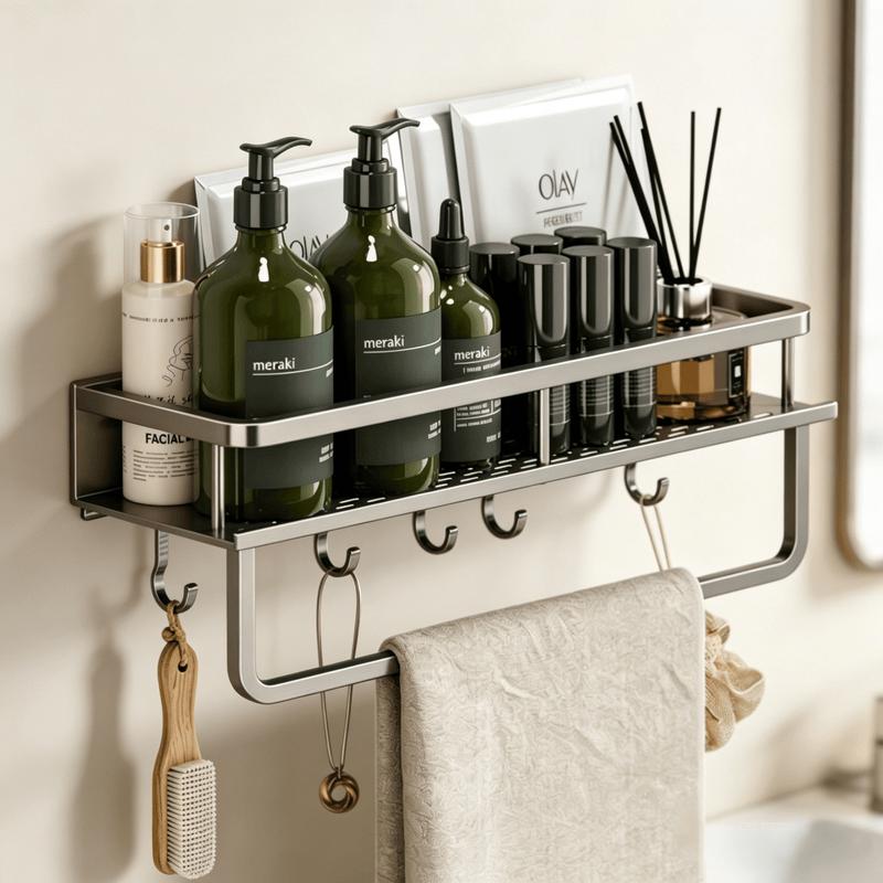 Aluminum Wall-Mounted Bathroom Storage Shelf