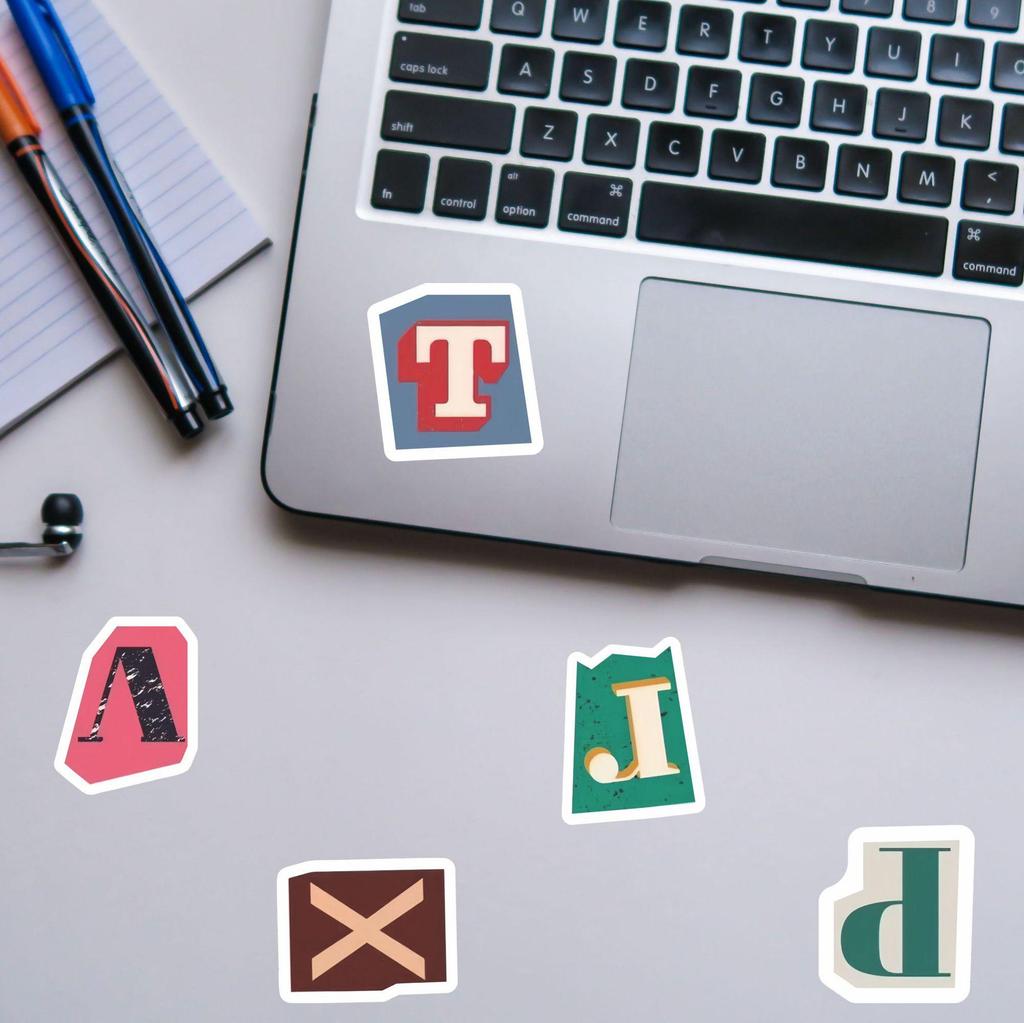 50 Retro English Letter Graffiti Stickers for DIY Journals and Decoration