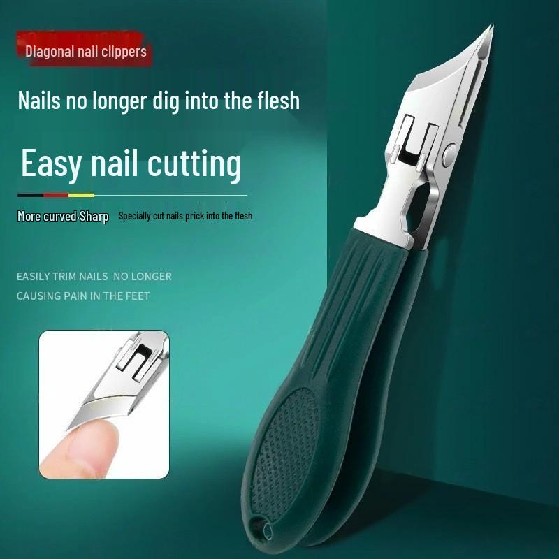 High-Grade Anti-Splash Angled Nail Clippers Set - Large Opening, Three-Piece for Grooved Nails