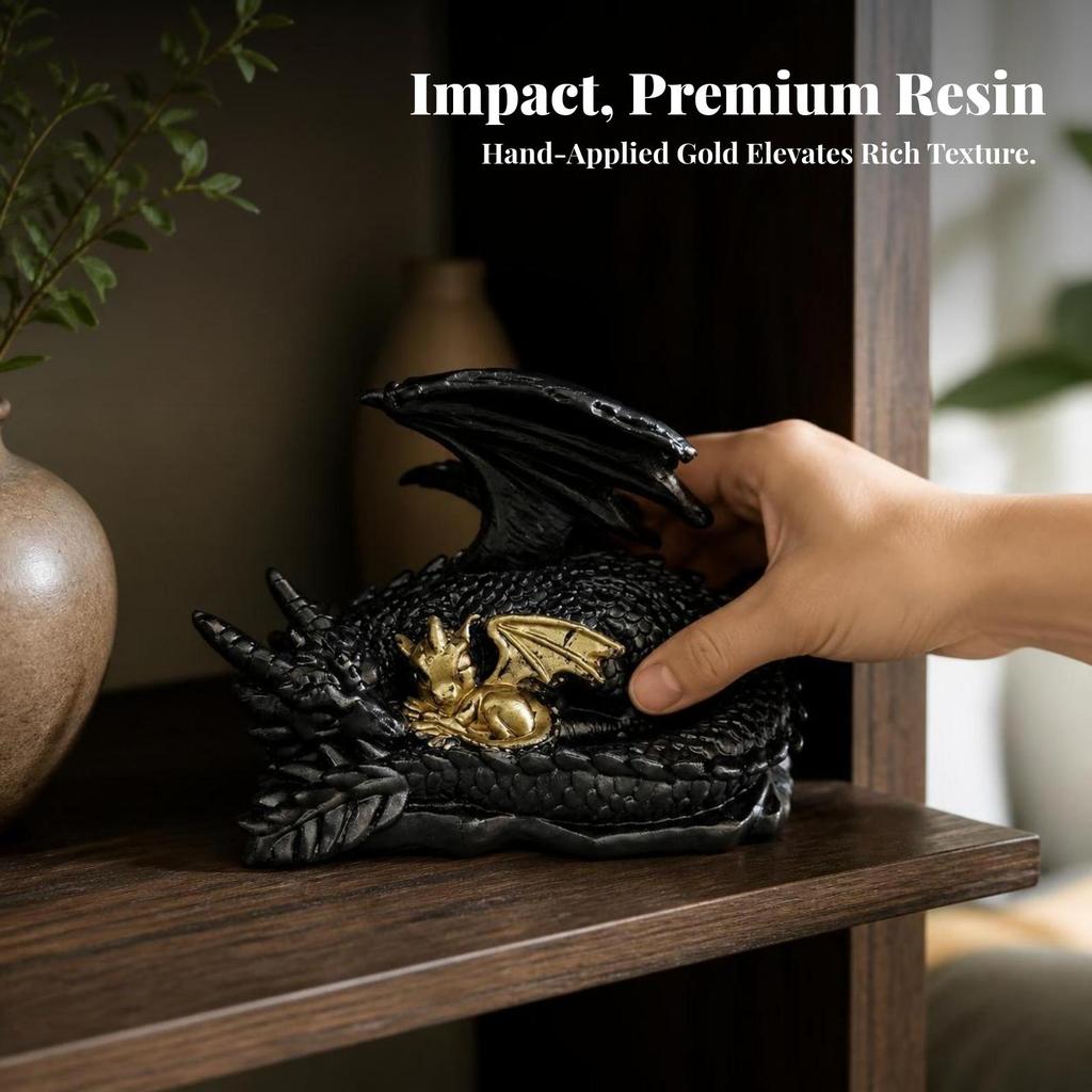 Resin Dragon Figurine Gothic with Pinions Lifelike for Bookshelf