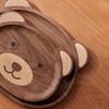 Cute Bear Plate Ebony Walnut Japanese Style High Value Wooden Plate Cartoon Fruit Serving Tray Round Bear Plate