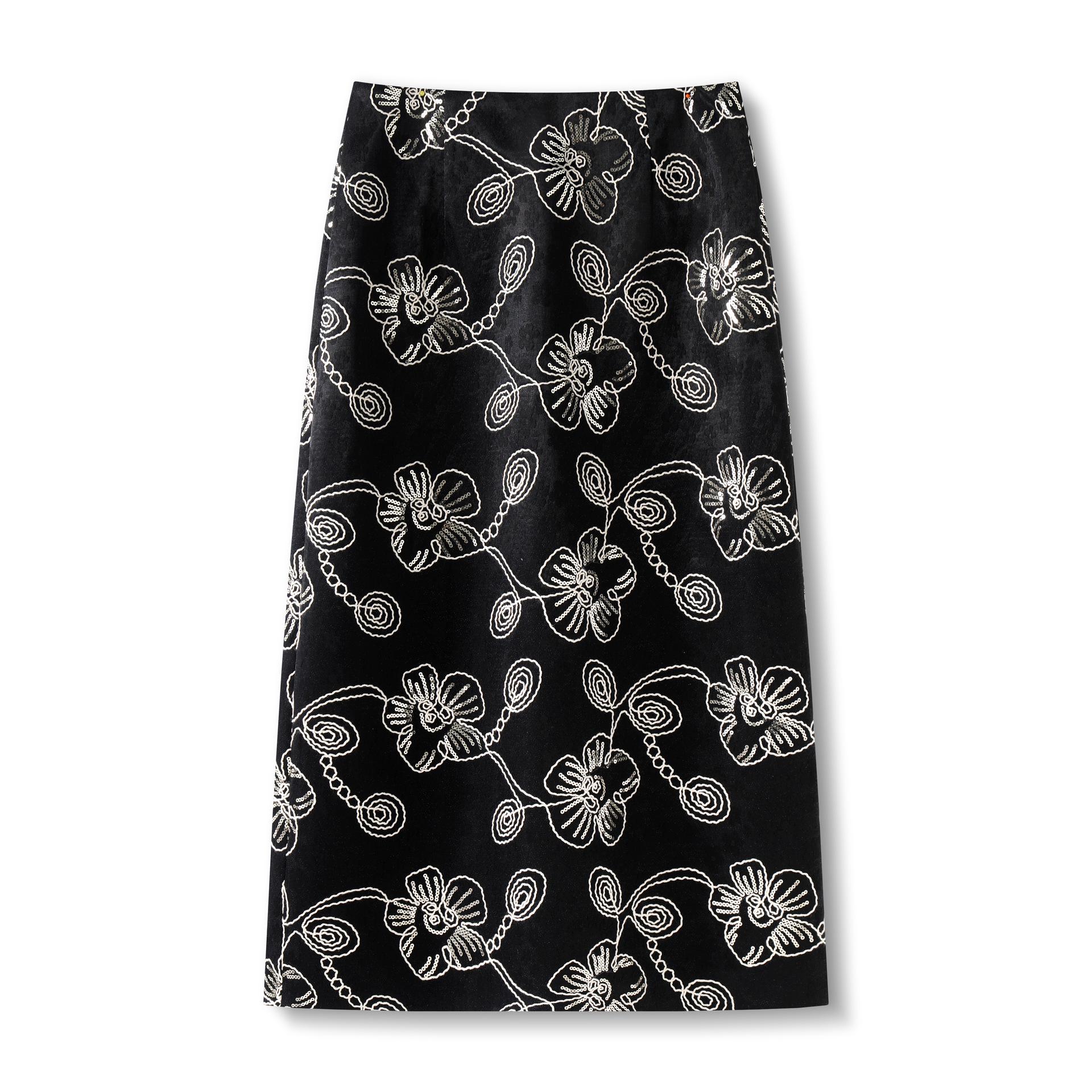 Elegant Chinese Style Embroidered Skirt for Women - Spring/Autumn 2026 Collection L for 105-115 jin чёрный