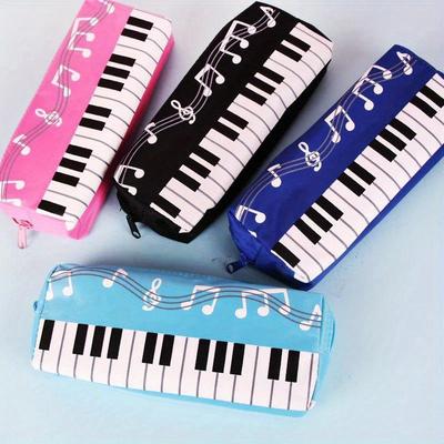 Kreatives Schüler-Federmäppchen Quadratisches Federmäppchen Einschichtiges Federmäppchen Musiknote Klavier Schreibwarentasche Schreibwarenbox