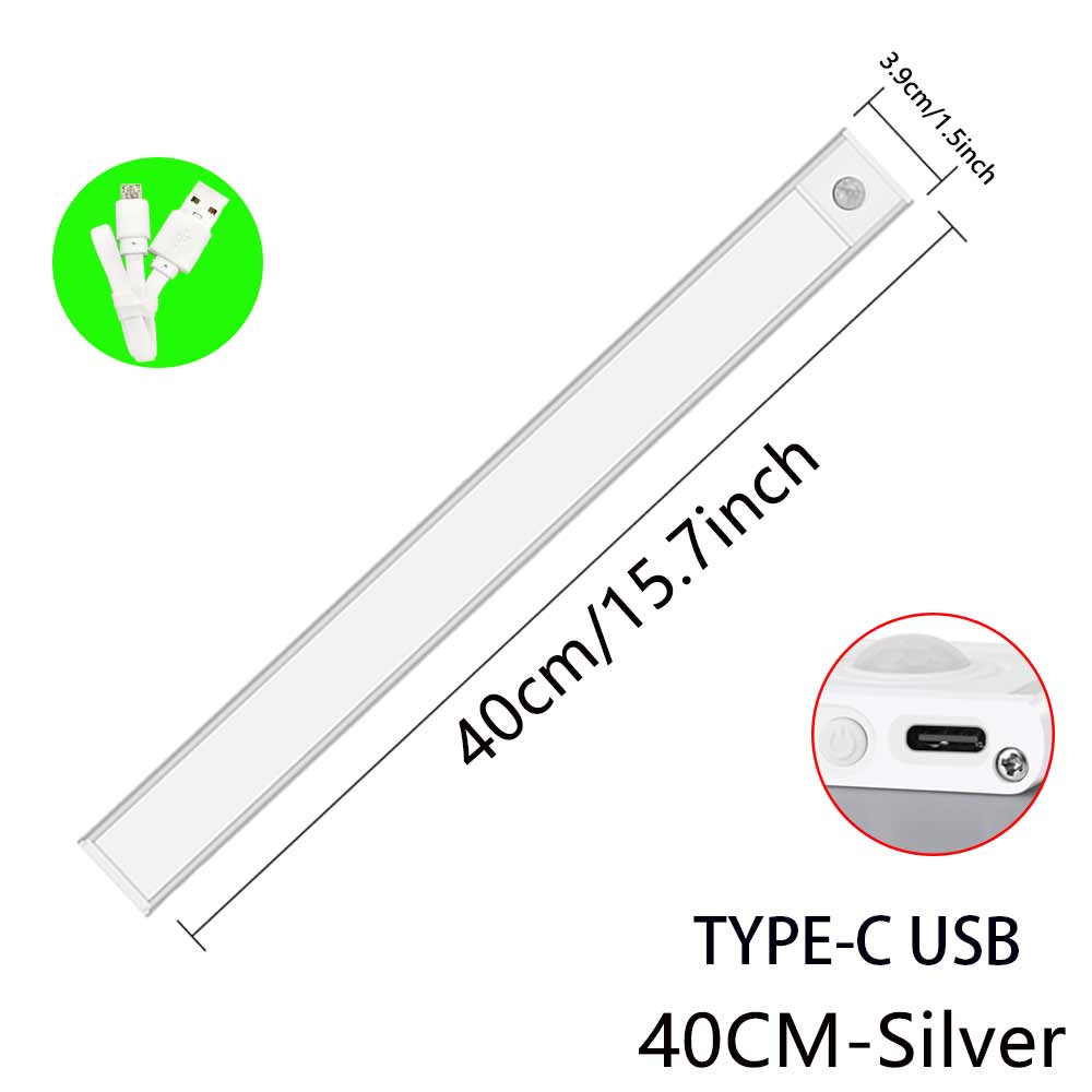 Night Light TYPE-C USB Lights Motion Sensor LED Three colors in one Lamp For Kitchen Cabinet Bedroom Wardrobe Indoor Lighting
