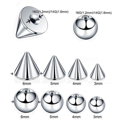 316L Stainless Steel 14G/16G/18G Round Cone Piercing Jewelry Accessories