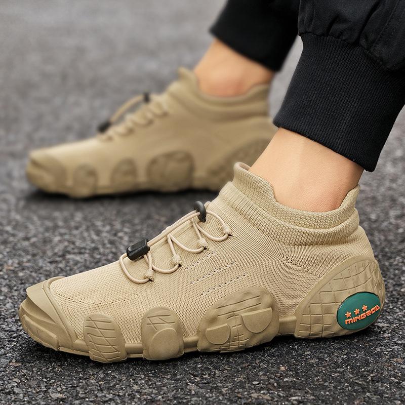 

Летние новые сетчатые вязаные кроссовки модные персонализированные мужские дышащие удобные дезодорирующие большого размера спортивные туфли 46 хаки