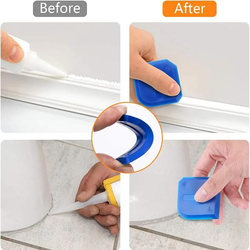 Set de instrumente de calafat din silicon Dispozitiv de împrăștiere a etanșării pentru îmbinări Spatulă răzuitoare pentru țiglă, fereastră, chit, îndepărtarea marginilor Unelte de construcție de bucătărie