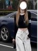 Herbst 2025 Schwarz Gestreiftes Schmal Geschnittenes Cropped Langarm Oberteil
