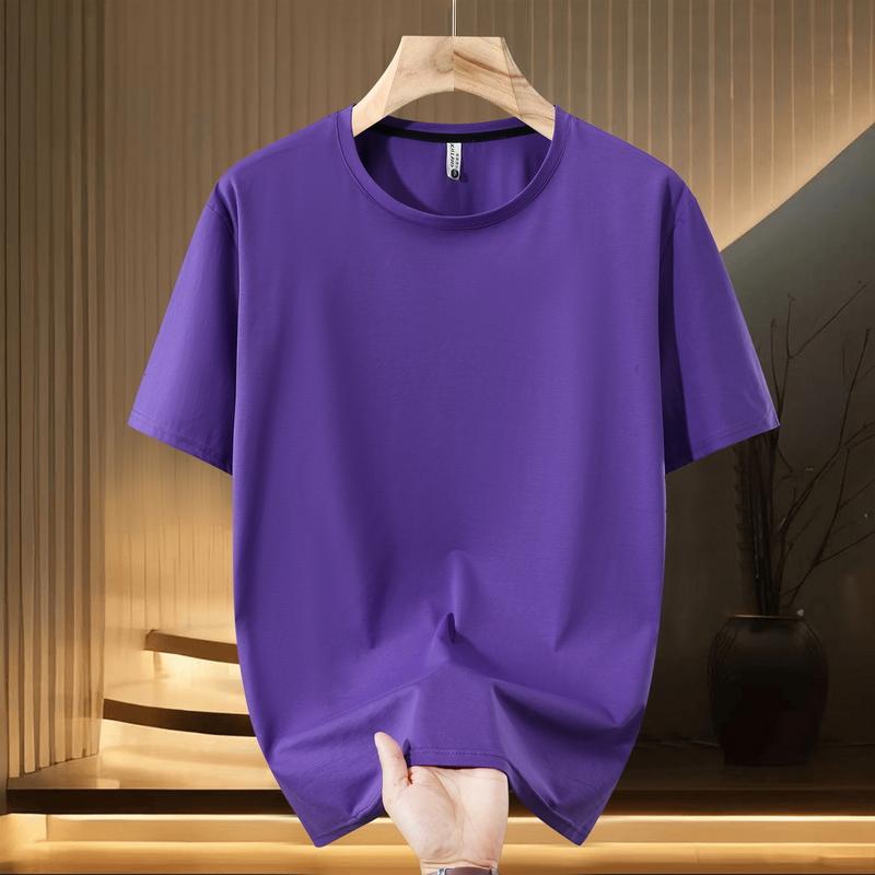 Smiao Grote Maten 5XL-13XL Oversized T-shirt voor Heren Zomer Tops Mode Effen Kleur Korte Mouw T-shirt Zomer Herenkleding 6XL(95kg-110kg) paars