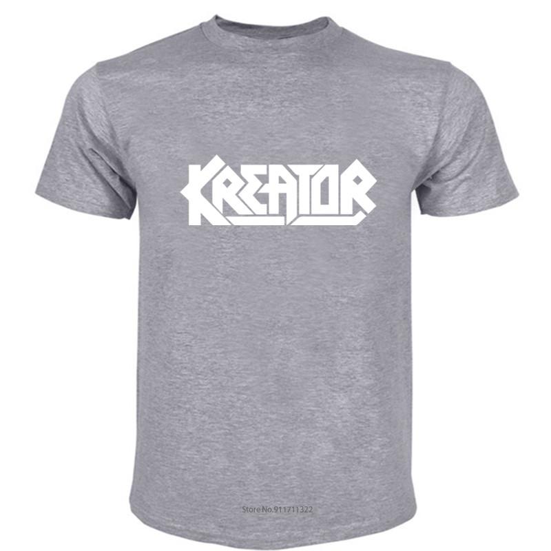 Mens Short Sleeve T Shirt Kreator Men T-Shirt Threahs Metal Band Tee Shirt Voivod Exodus Sodom Coroner Fashion Tee-shirt Male
