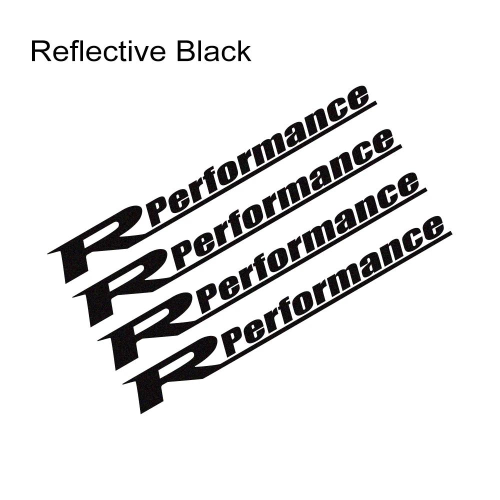 4Pcs R Performance Car Wheels Reflective Stickers Auto Rim Wheel Hub Body Racing Style Vinyl Film Decals Car Tuning Accessories