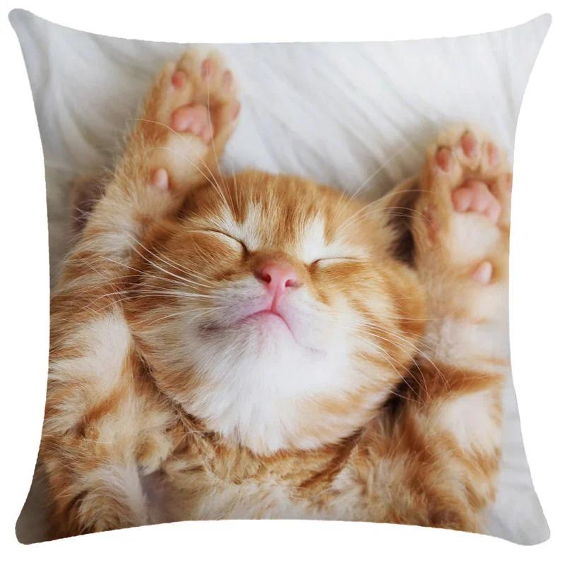 Lovely Pet Cat Pillow Cases Sleeping Bubble Black Cats Animal Cushion Cover Sofa Living Room Home Decorative Custom Pillowslip