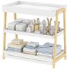 Baby Changing Table with 2 Storage Shelves, Nursery Diaper Changing Unit with Waterproof Changing Mat, White
