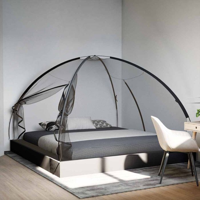 Mongolian Mosquito Net with Doors 220 Mesh Black 200x200x135 Cm