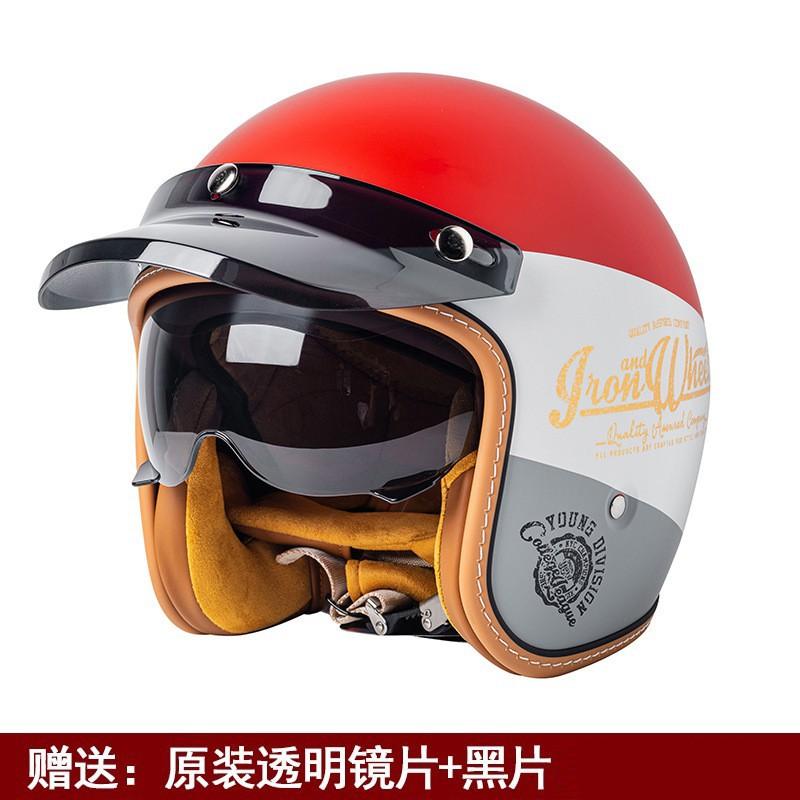 DOT Three-Quarter Helmet Motorcycle Men's Women's 3/4 Rider Scooter Cruise Retro