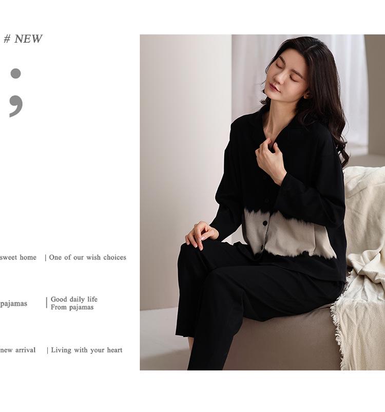 Women's Pure Cotton Long Sleeve Pajama Set - Loose Fit, Plus Size, for Autumn/Spring