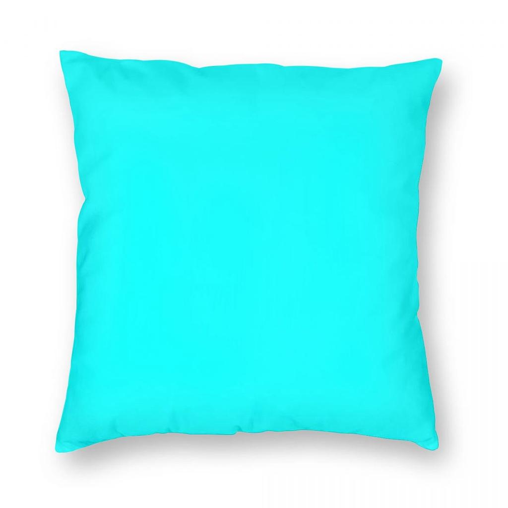 Aqua Cyan Solid Color Pillowcase Polyester Linen Velvet Pattern Zip Decor Throw Pillow Case Car Cushion Cover
