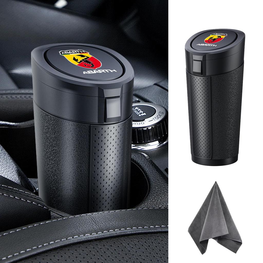 Abarth Car Trash Slim Soft Trash Can with Two Lid Opening Abarth New Abarth Interior Stylish Small Convenient Car Accessory 1 Car Wash Towel Can,