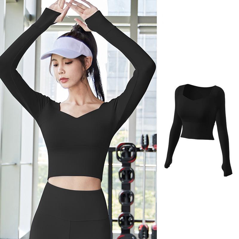 Long Sleeve Yoga Shirts Women Seamless Gym Sports Top Running Fitness Workout Top Shirts Sport Active Wear Shirt