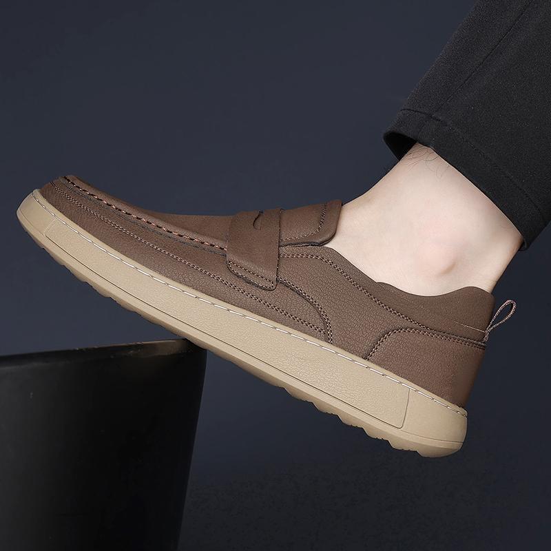 Quality Leather Business Office Casual Men Shoes Comfortable Breathable Elegant Loafers Men Flat Bottomed Non Slip Walking Shoes