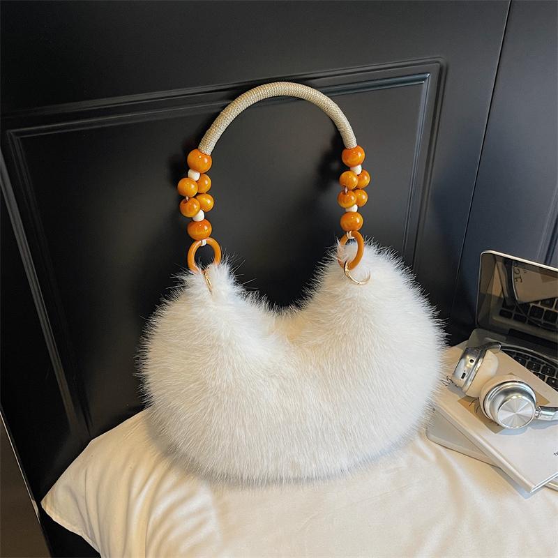Autumn Winter Women's Plush Handbag Shoulder Underarm Bag