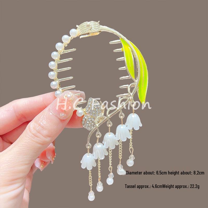 Elegant Lily of the Valley Tassel Hairpin: Timeless Updo Clip for a Refined Look