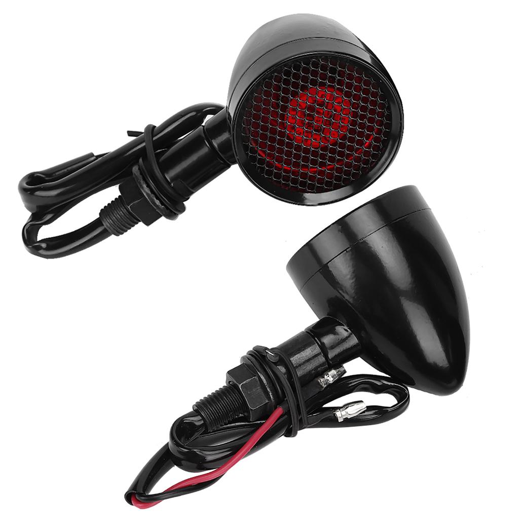 Motorcycle Retro Grid LED Turn Signal Brake Light Metal Blinker Flashes