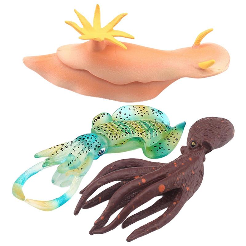 Simulated Marine Animal Model, Sea Rabbit/squid/green Spotted Squid Sea Marine Animal Model Bath Toys Tabletop Static Model Toy