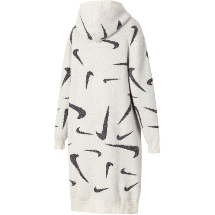 Nike Sportswear Phoenix Cozy Bouclé Full Print Hooded Loose Long Knitwear Women Tops Light-Redwood-Brown FD4283-104