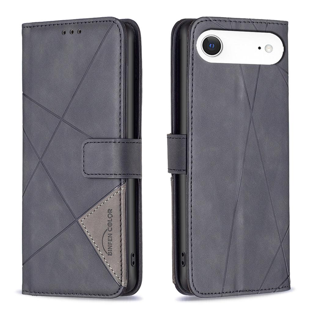 For iPhone Air Phone Case BINFEN COLOR Wallet Stand Geometry Imprinted Leather Cover