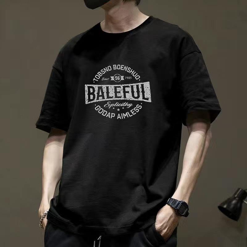 Short Sleeved T-shirt Men's Summer Printed American Style Short Sleeved Pure Cotton T-shirt Loose Men's T-shirt