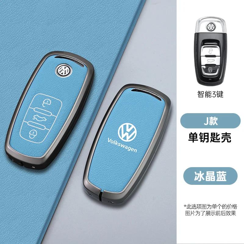 VW GTI GOLF 2026 Hot For VW VOLKSWAGEN Zinc Alloy Leather Car Key Case Cover Holder Shell Fob For VW Tiguan Touran Caddy Beetle 