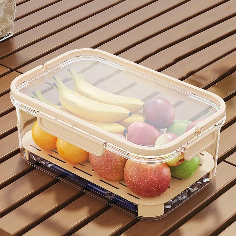 

Refrigerator Storage Box With Draining Plate Fridge Fresh Vegetable Fruit Box Drain Basket Storage Containers Kitchen Organizer