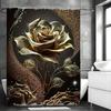 Golden Rose Shower Curtain, Bathroom Decorative Shower Curtain, Waterproof Shower Curtain with Hooks