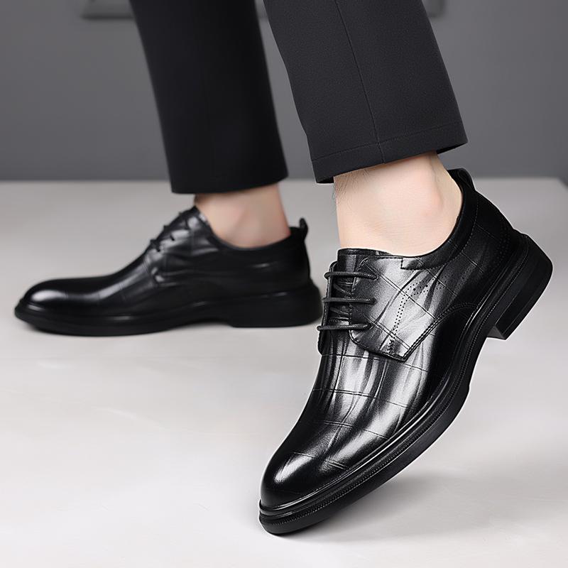Fashion Brand Men's Business Wedding Party Formal Leather Shoes Soft Comfortable Non Slip Sole Casual Oxford Shoes Lace Up Driving Shoes